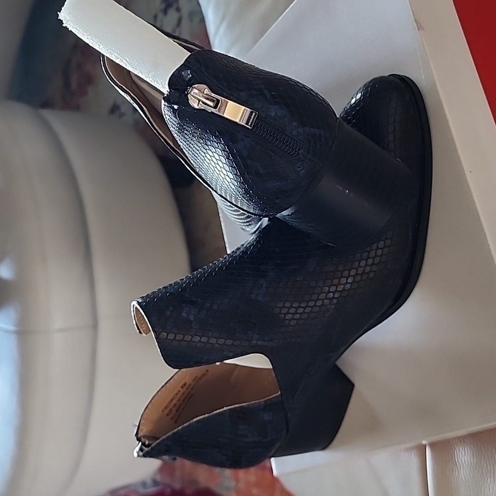 Faux snake print ankle boot